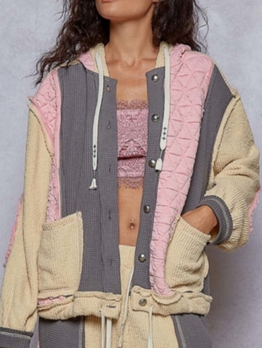 POL Hoodie Thermal Lightly Quilted Jacket 🩷🩶 - Picture 3 of 5